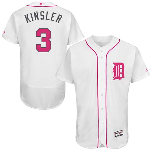 Tigers #3 Ian Kinsler White Flexbase Authentic Collection Mother's Day Stitched MLB Jersey